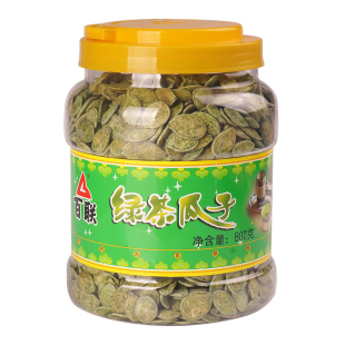 百联绿茶瓜子炒熟大片南瓜子炒货特大颗粒800g桶装纸皮南瓜籽抹茶
