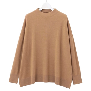 23区日系秋季通勤宽松版半高领套头纯羊毛针织衫打底毛衣商场同款