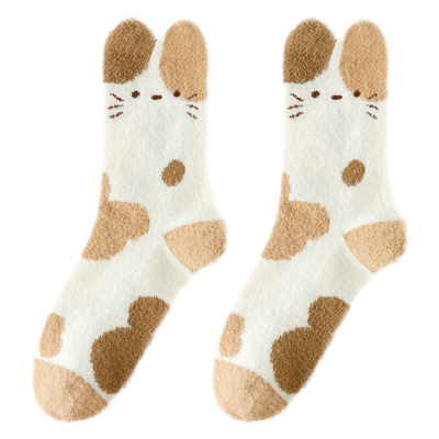 袜子礼盒女秋冬毛绒加厚睡眠袜珊瑚绒女袜可爱女款保暖冬季地板袜