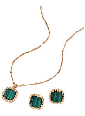 孔雀石气质项链女S925银镀金2025轻奢小众品质感锁骨链精品礼物