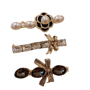 韩国东大门复古ins鸭嘴夹珍珠水晶刘海侧边夹带钻少女宫廷风发饰