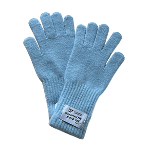 CHASELUCK 新年新款酒红色针织羊毛手套冬季保暖长款女分指可触屏