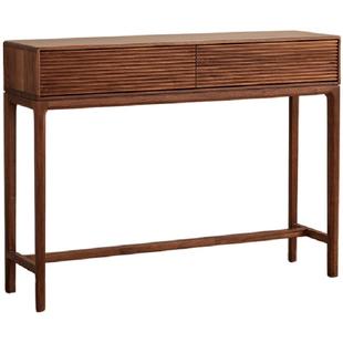 北美黑胡桃木玄关桌子靠墙新中式实木玄幻置物架入户端景台玄关台