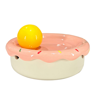 甜甜圈烟灰缸陶瓷创意带盖高级办公室灰缸家用客厅防飞灰摆件烟缸