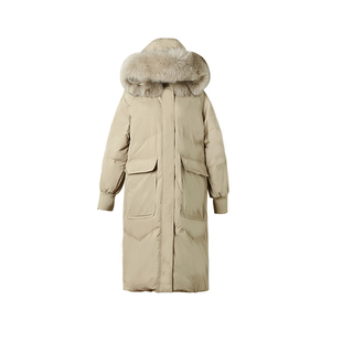 羽绒棉服女2024新款冬中长款韩版白色棉衣加厚宽松大毛领外套大衣