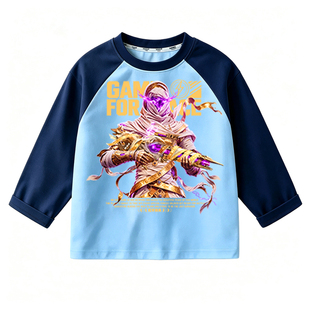 儿童长袖套装和平精英衣服春秋季吃鸡纯棉t恤男童沙丘之主打底衫