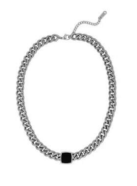 faye同款项链欧美钛钢粗链项链小众百搭黑色方块锁骨链颈链不掉色