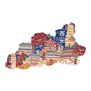西安地图冰箱贴大唐不夜城鼓楼钟楼大雁塔芙蓉园城市旅游纪念礼品