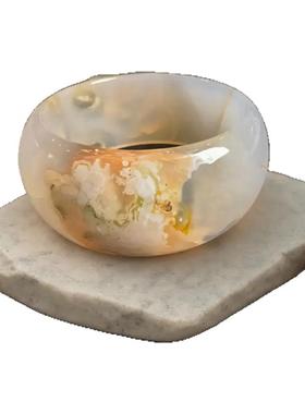 天然樱花玛瑙手镯女冰透女樱花石飘花高冰手环一物一图现货