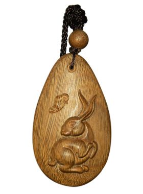 绿檀木精雕十二生肖本命年吊坠
