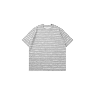 VMCL松弛感立体烧花灰调波浪条纹宽松短袖TEE恤男26SS vermicelli