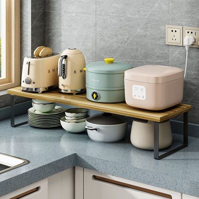 厨房置物架台面收纳增高架隔板架橱柜内分层置物架烧水壶收纳架子