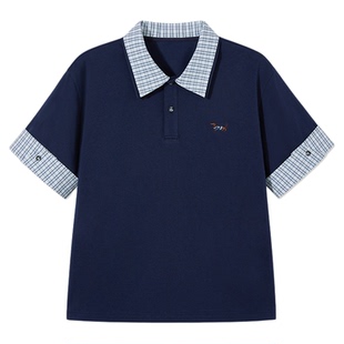 周深同款PSO Brand男装女装假两件凉感腊肠小狗格纹短袖POLO衫