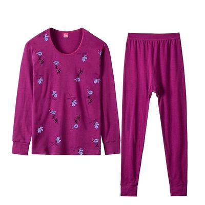 中老年纯棉女士保暖内衣秋衣套装