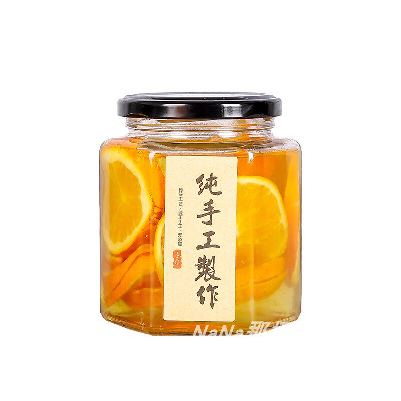 六棱六角蜂蜜玻璃瓶辣椒柠檬膏菜
