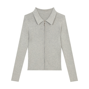 橘子树在哪儿韩系翻领针织开衫女春秋巨好看修身显瘦气质毛衣外套