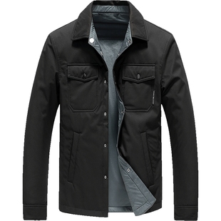 七匹狼双面穿夹克外套男士茄克新款秋冬季加厚棉服风衣翻领男装潮