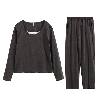 夏季纯棉薄款透气睡衣两件套居家