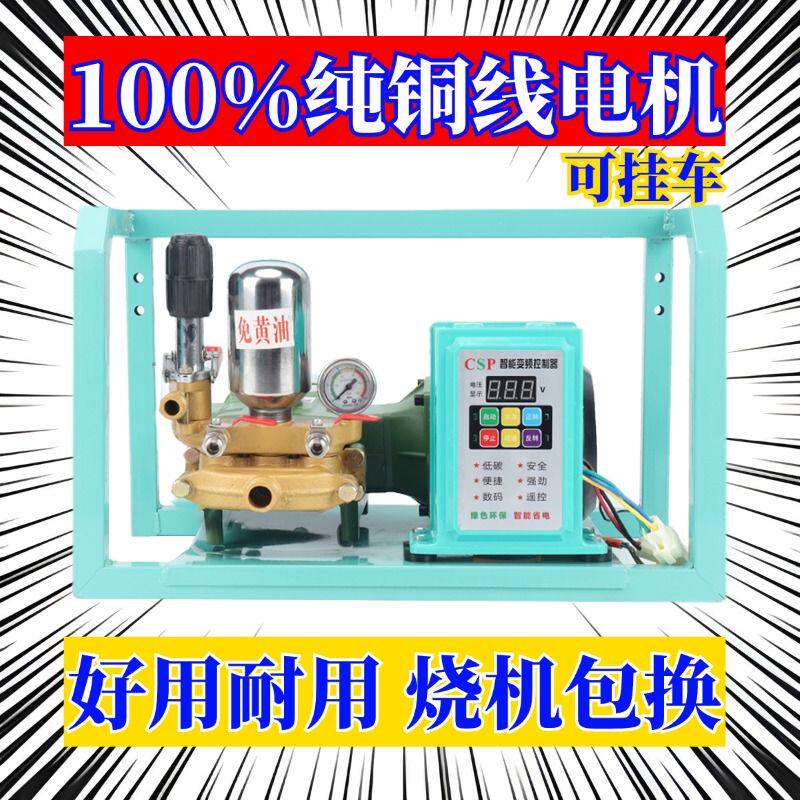高压打药机48V60V72V电动车喷雾机220V家用电清洗关枪停机柱塞泵