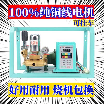 高压打药机48V60V72V电动车喷雾机220V家用电清洗关枪停机柱塞泵
