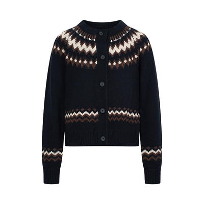 HeyDress法式复古费尔岛毛衣开衫