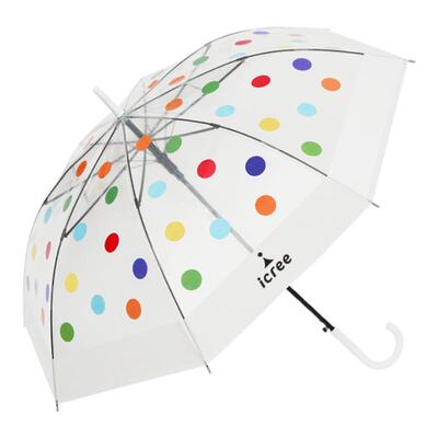 ICREE透明波点高颜值长柄雨伞