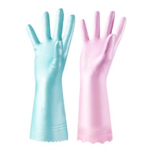 东方红加绒洗碗pvc手套秋冬一体薄绒家用不伤手厨房家务手套女