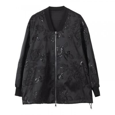 宝诗黎圆领亮片刺绣宽松外套