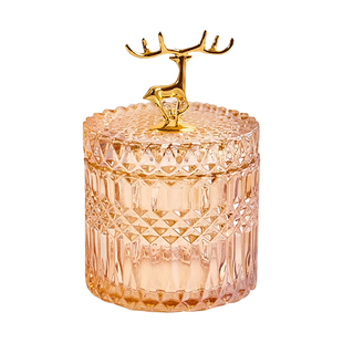 欧式储物罐创意水晶玻璃家用卧室摆件首饰盒牙签筒棉签收纳罐套装