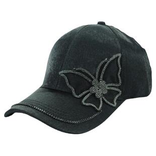 春夏女士棒球帽蝴蝶水钻时尚丝光鸭舌帽韩版百搭夏遮阳防晒太阳帽