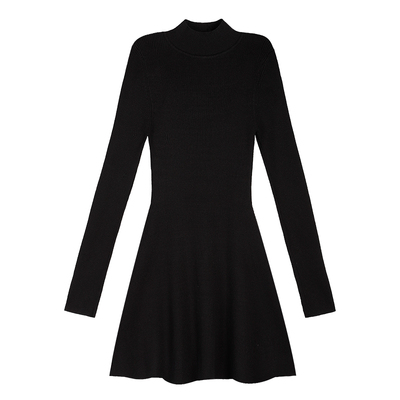 中高领修身针织连衣裙内搭包臀裙