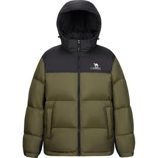 骆驼男装短款羽绒服男冬季2025连帽加厚保暖防水面包极寒外套