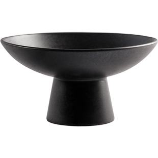 功夫茶具茶道日式水果碟 陶瓷高脚茶点盘 粗陶点心零食复古托盘篮