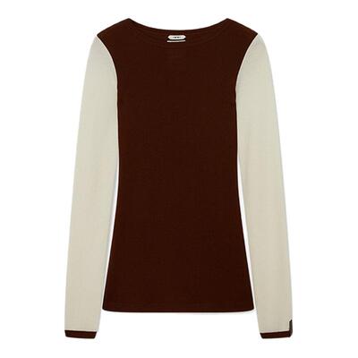 设计师品牌 IMMI 26春夏女士拼色圆领长袖T恤银泰百货 300124