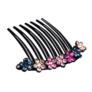 发夹韩式简约盘发卡发插发饰水钻花朵发梳插梳刘海梳头成人发夹子