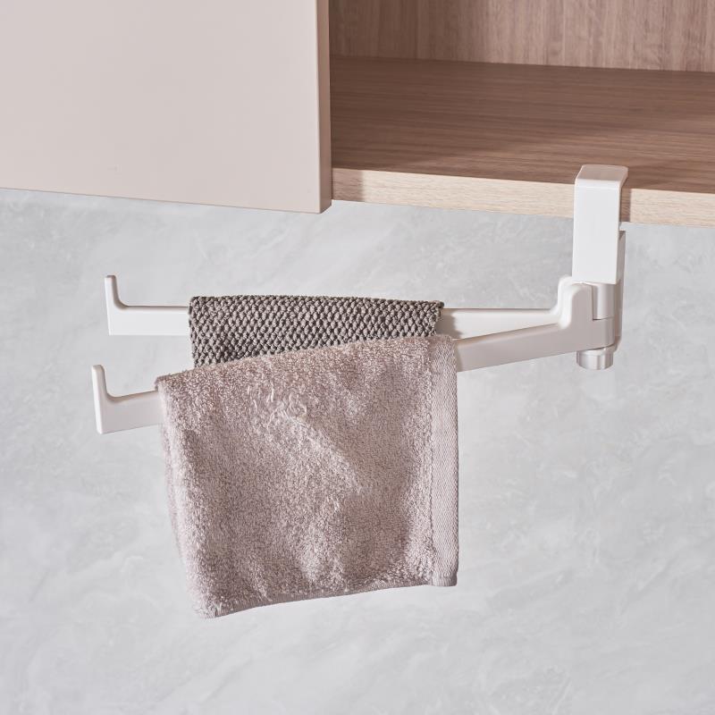 免打孔厨柜下挂毛巾架厨房卷纸巾置物架卡式折叠保鲜膜收纳架5262