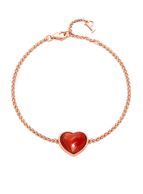 红玛瑙爱心925纯银女ins小众手链