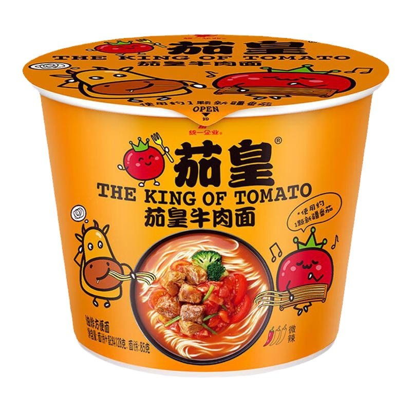 统一茄皇面鸡蛋面牛肉方便面桶装冲泡方便面/拉面/面