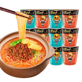 统一汤达人肥汁米线12杯整箱冲泡即食懒人宿舍夜宵桶装方便面速食