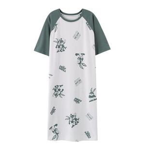 【纯棉】意大莱睡裙女夏纯棉短袖薄款凉感可爱卡通全棉家居服睡裙
