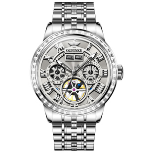 瑞士欧品客手表男款商务男士多功能机械表全自动名表正品男表十大