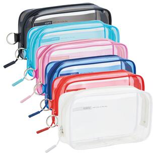 日本LIHIT LAB.喜利soeru透明笔袋大容量简约高颜值女孩男生文具盒铅笔袋A5/A4透明拉链袋文件袋试卷收纳袋