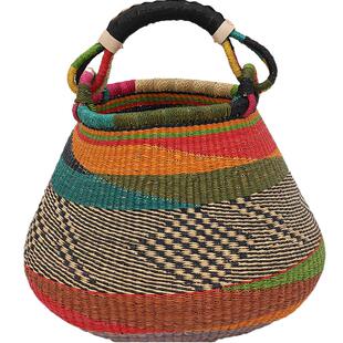 Roomology非洲进口加纳Bolga手工编织壶型草编篮收纳篮花盆客厅