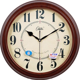 康巴丝欧式静音复古挂钟 客厅卧室钟表现代时钟挂表石英钟表座钟