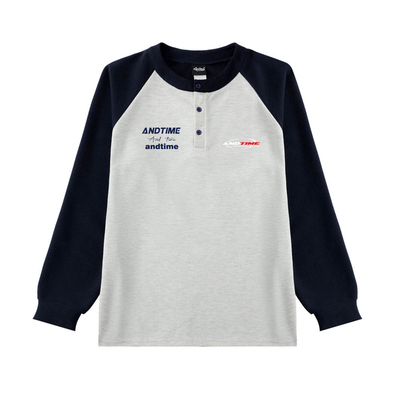 andtime美式亨利领拼接长袖