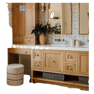 法式复古浴室柜落地卫生间双盆洗脸洗手盆柜组合卫浴柜洗漱台定制