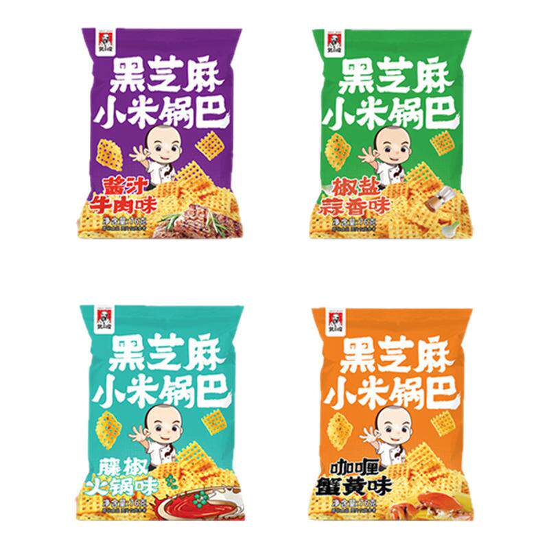 张二嘎76g*4袋黑芝麻小米锅巴粗粮解馋麻辣零食吃货办公室休闲