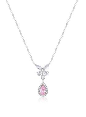 蝴蝶项链女粉宝石新款爆闪高级感