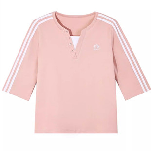 七分袖t恤女中袖上衣2026新款夏季爆款高端女装宽松半袖v领体恤衫