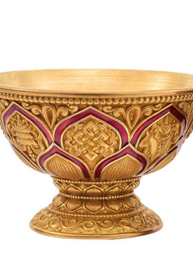 慧财七供水杯八供佛碗纯铜家用西藏式密宗用品佛前摆件莲花圣水杯